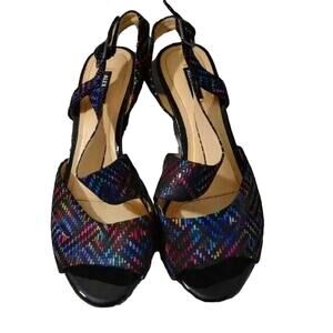 Alex Marie Womens Slingback Sandals Multicolor Rainbow Prism Adjustable Strap 8M